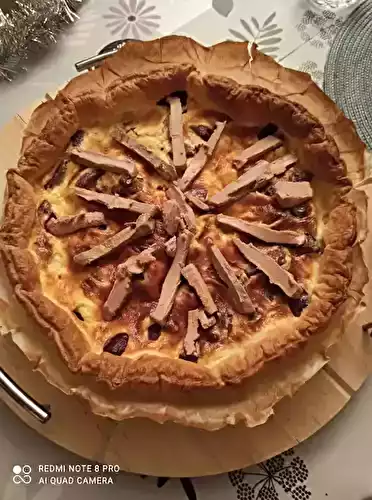 Tarte aux gésiers de canard et dés de foie gras