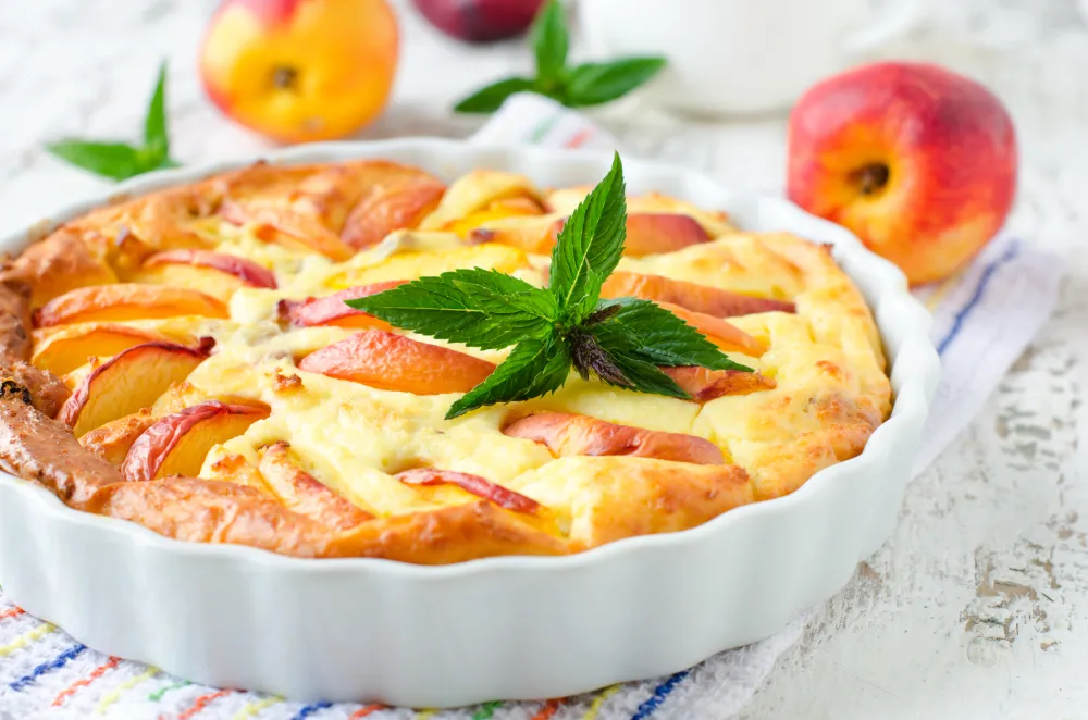 Tarte aux pêches au fromage blanc