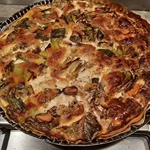 Tarte aux poissons et sa fondue de poireaux