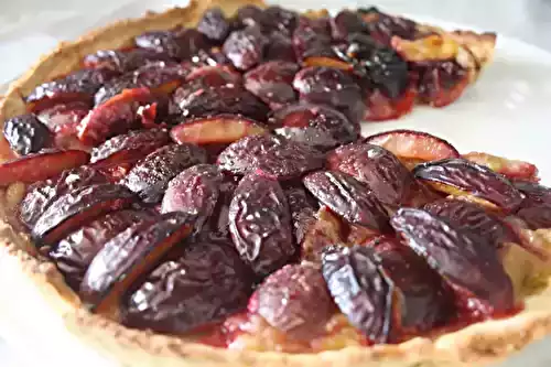 Tarte aux quetsches et rhubarbe