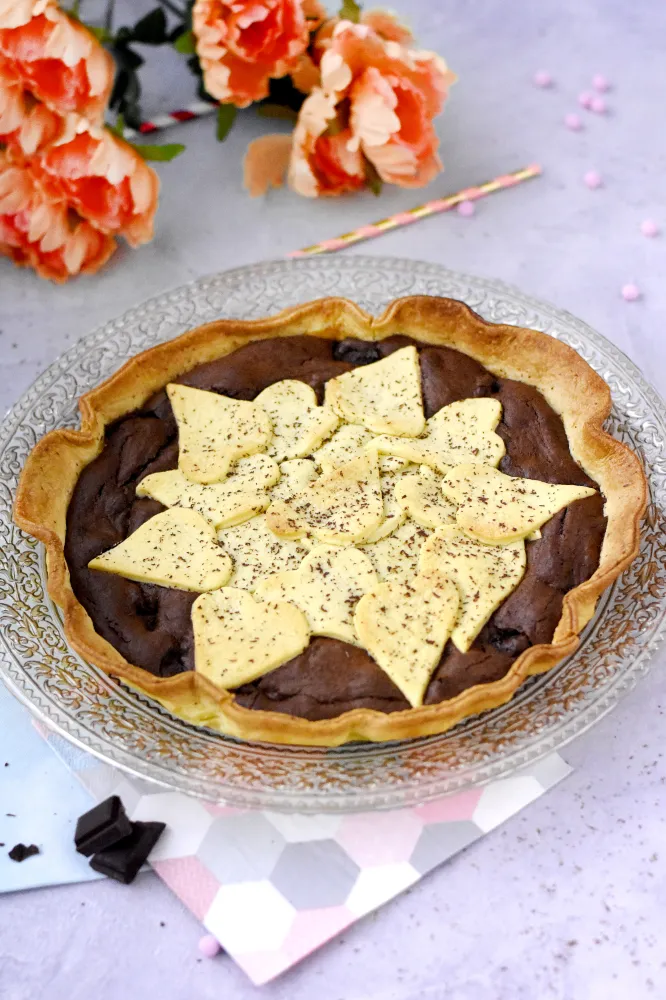 Tarte choco bananes Saint-Valentin