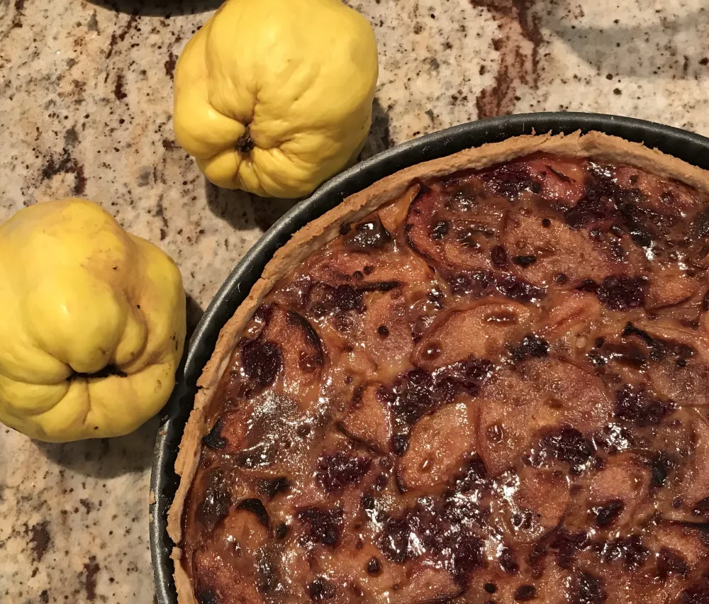 Tarte coings et framboises