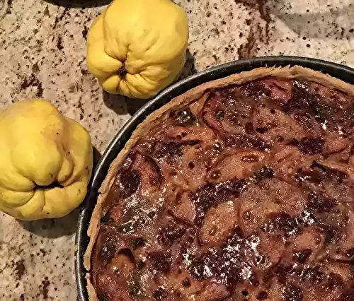Tarte coings et framboises