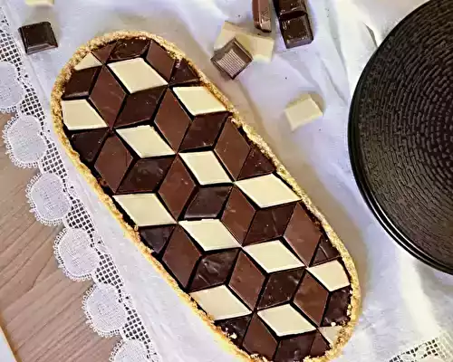 Tarte géométrique aux trois chocolats (sans four)