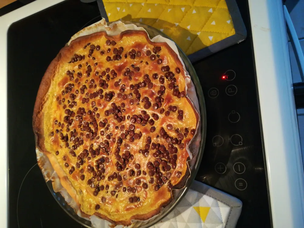 Tarte gourmande vanillée aux pépites de chocolat