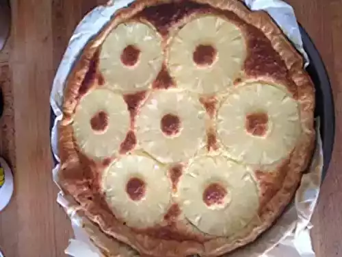 Tarte noix de coco, ananas au chocolat