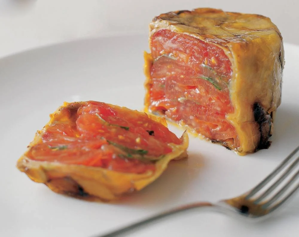Terrine d'aubergines au coulis de tomates