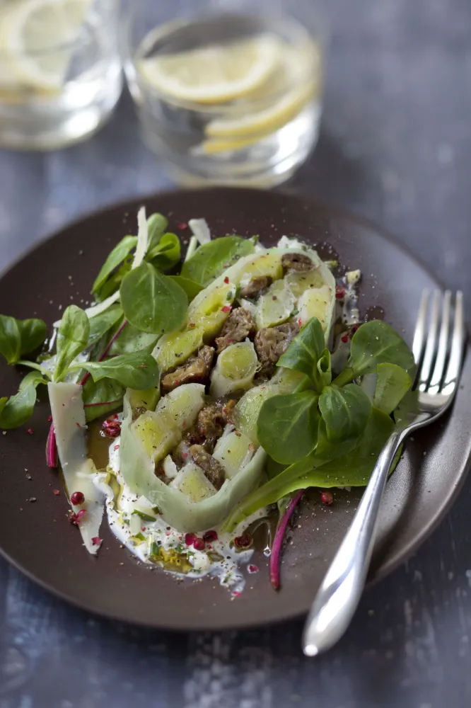 Terrine de poireaux aux morilles