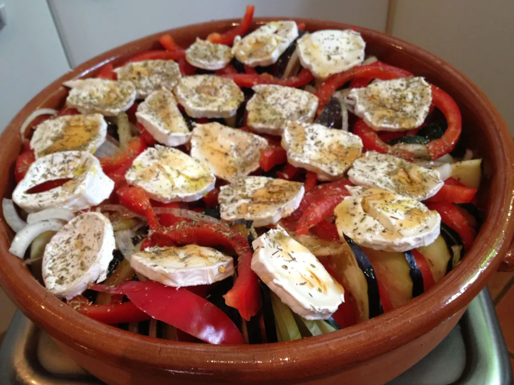 Tian de légumes au chèvre et au miel