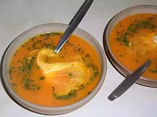 Velouté potimarron, tomates, lentilles corail