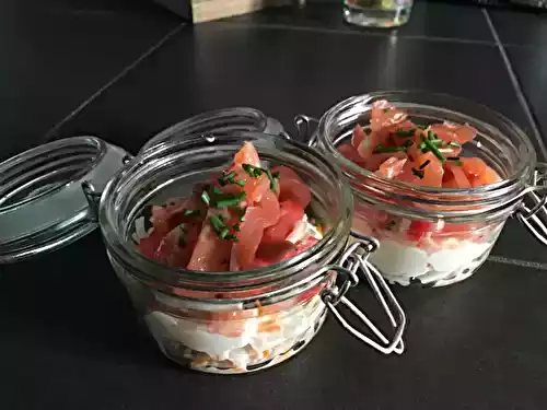 Verrine au fromage frais et au saumon