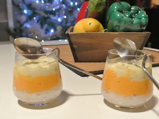 Verrines d'hiver : carottes, chou-fleur et crabe