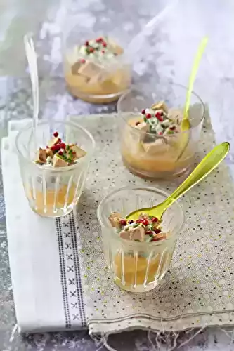 Verrines de foie gras, roquefort et poires