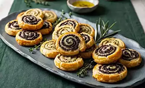 Feuilletés roulés à la tapenade rapide