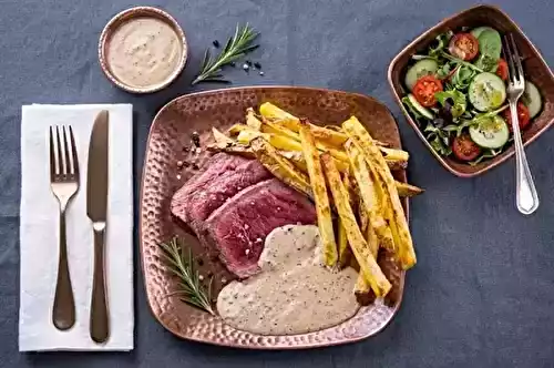 Bœuf grillé au Bleu d'Auvergne et pommes de terre fondantes