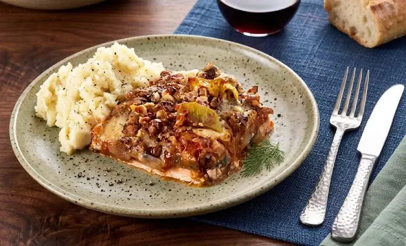 Gratin de dinde aux poireaux et gorgonzola