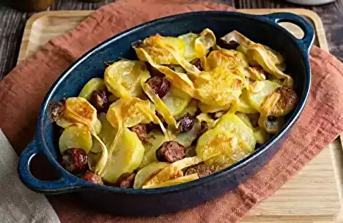 Gratin de saucisses fumées au fromage Reblochon