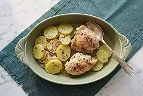 Pommes boulangères au poulet rôti