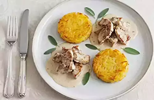 Röstis et veau à la sauce crémeuse