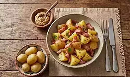 Salade tiède de pommes de terre aux lardons