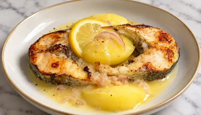Darnes de mulet à la sauce au beurre blanc
