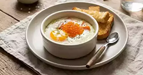Œufs cocotte au saumon fumé et aux œufs de truite à l’Airfryer