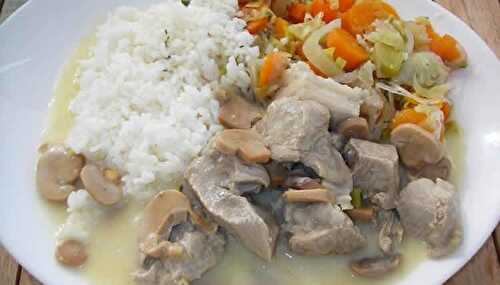 Blanquette de veau aux champignons poireaux carottes cookeo