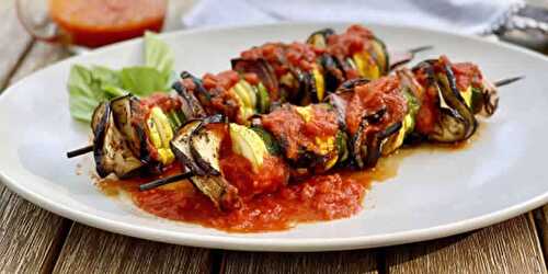 Brochettes de courgettes et aubergines au barbecue