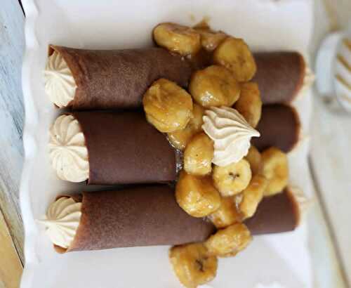 Crêpes au chocolat et bananes caramélisées - le vrai délice