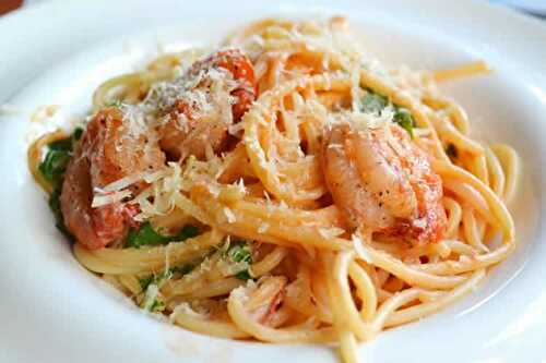 Crevettes au spaghetti à la crème au thermomix - recette thermomix.