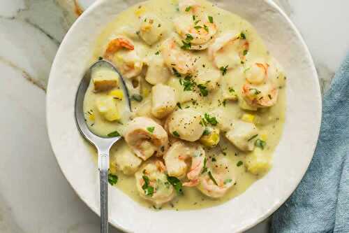 Crevettes et cabillaud au maïs au cookeo - plat aux fruit de mer