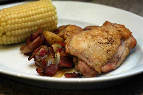 Cuisses de poulet pomme de terre lardon au Cookeo - recette cookeo.