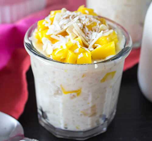 Dessert thaïlandais riz au lait de coco et mangue au cookeo