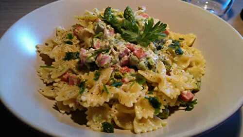 Farfalle aux asperges et jambon au cookeo - recette cookeo.