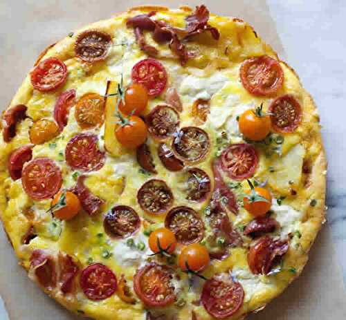 Frittata aux tomates cerises jambon et ricotta - recette facile.