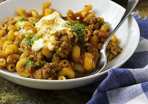 Fusilli à la viande hachée au cookeo - pâtes pour votre dîner.