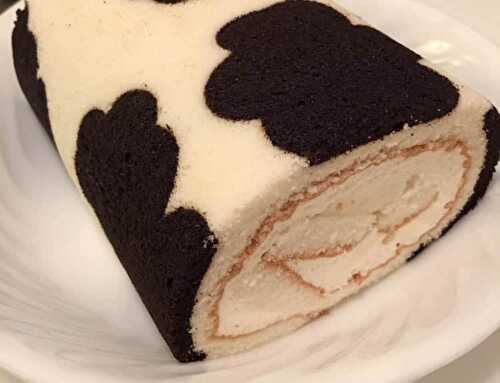 Génoise motif peau de vache au thermomix - pour une bûche originale.