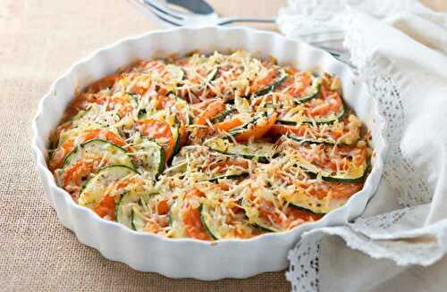 Gratin de courgettes tomates et parmesan - plat à moins de 5 euros