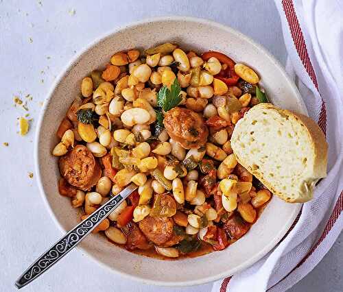 Haricots aux chorizo et légumes au cookeo - un plat des haricots secs