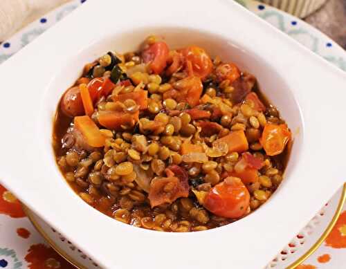 Lentilles au bacon carottes et tomates - pour votre dîner ce soir