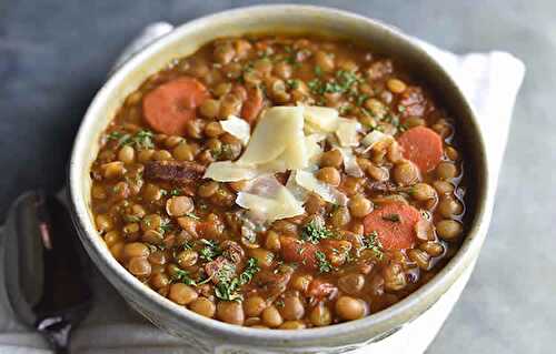 Lentilles aux carottes et lardons au cookeo - recette cookeo facile.