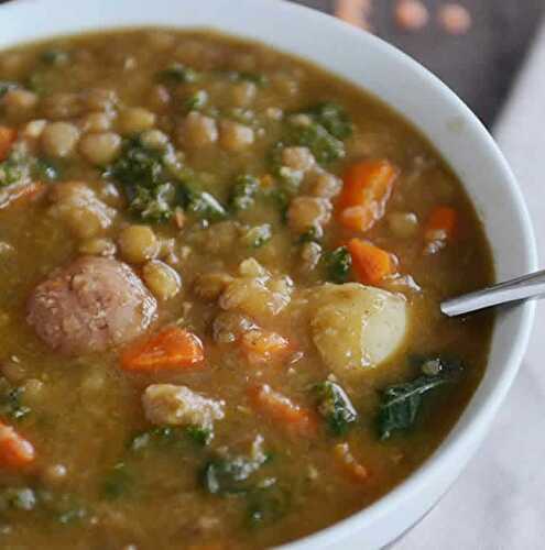 Lentilles pommes de terre et saucisse au cookeo - recette cookeo.