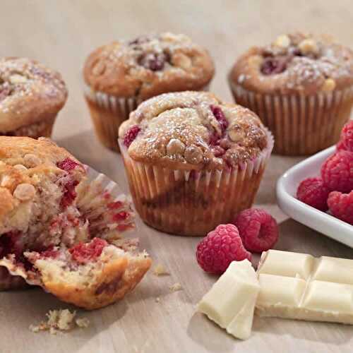 Muffins au chocolat blanc et framboises au thermomix - recette thermomix.