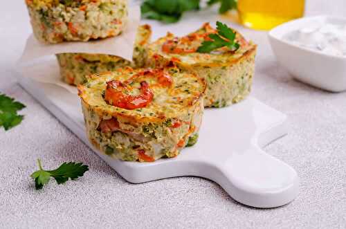 Muffins aux courgettes fromage et aux crevettes.