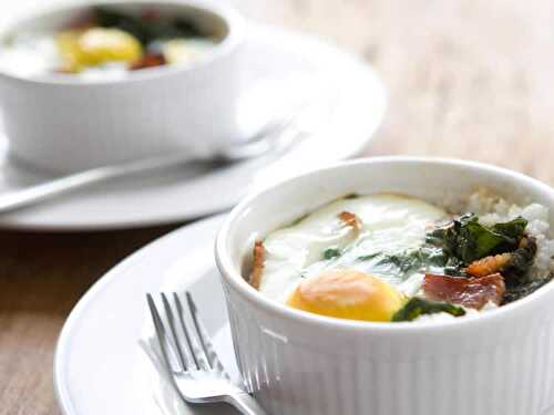 Oeuf cocotte au bacon et chou - ramequin pour accompagner votre plat