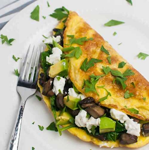Omelette aux champignons et épinards - ,un vrai délice.