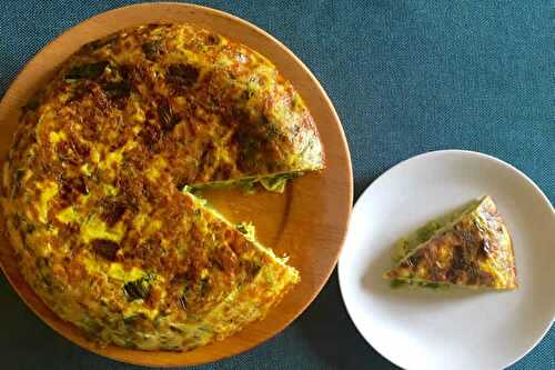 Omelette pomme de terre poireaux au thermomix - recette facile.