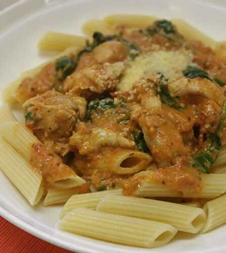 Penne au poulet et épinards avec sauce au thermomix