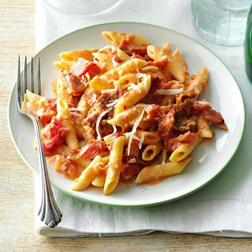 Penne aux tomates jambon cookeo - un délicieux plat de pates.