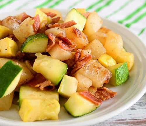 Plat pommes de terre courgettes et lardons au cookeo